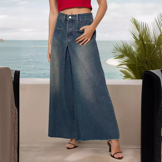 Retro Washed Loose Wide Leg Jeans